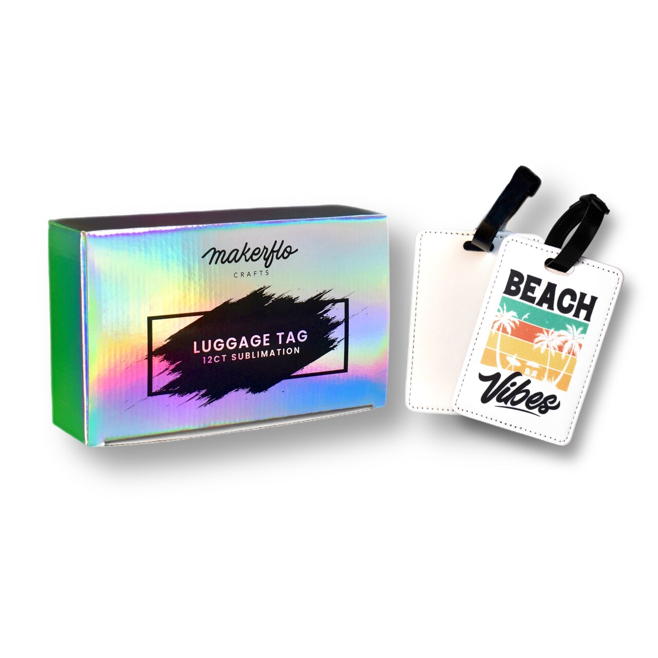 Makerflo Sublimation Luggage Tags Bulk PU Leather Name Tag Blank Suitcase Tags Heat Transfer Bag Tags Business ID Card Holder Travel ID Tags for DIY Gifts & Personalization - Sublimation